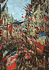 Claude Monet Canvas Paintings - Rue Montargueil with Flags